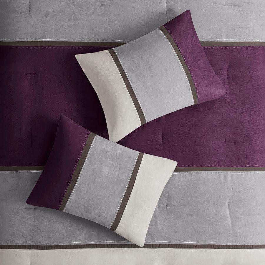 Olliix.com Comforters & Blankets - Madison Park 100% Polyester Faux Suede 7pcs Comforter Set Purple