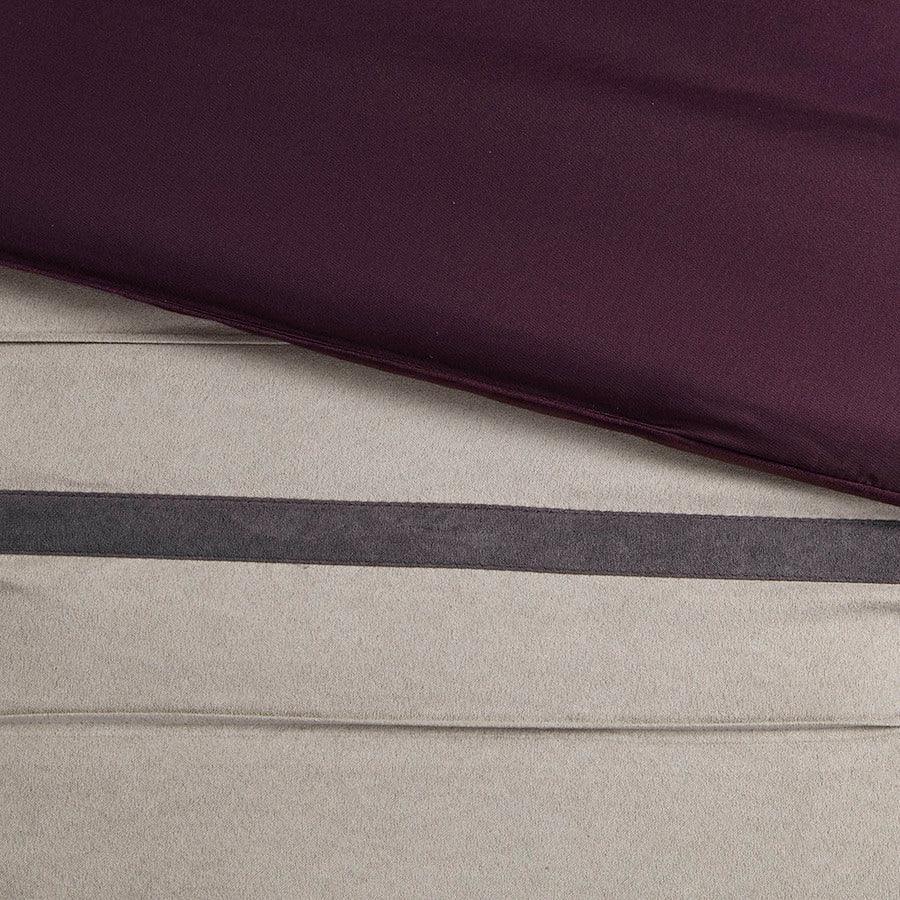 Olliix.com Comforters & Blankets - Madison Park 100% Polyester Faux Suede Pieced and Pintuck 7pcs Comforter Set Purple