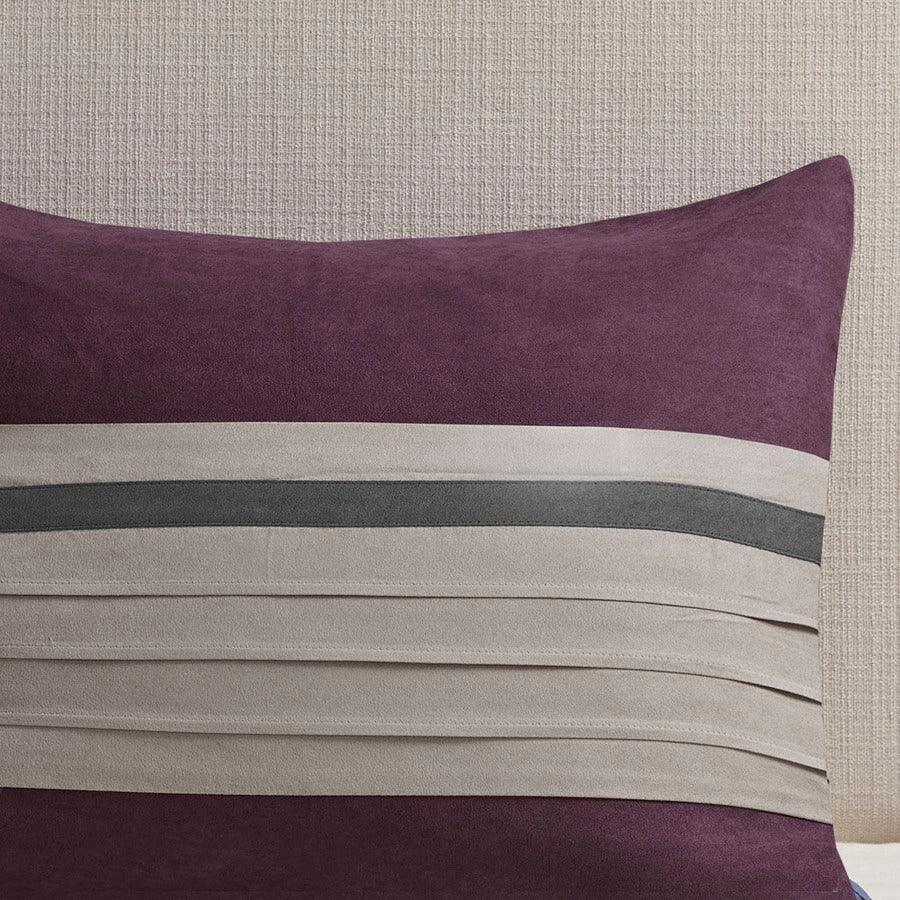 Olliix.com Comforters & Blankets - Madison Park 100% Polyester Faux Suede Pieced and Pintuck 7pcs Comforter Set Purple