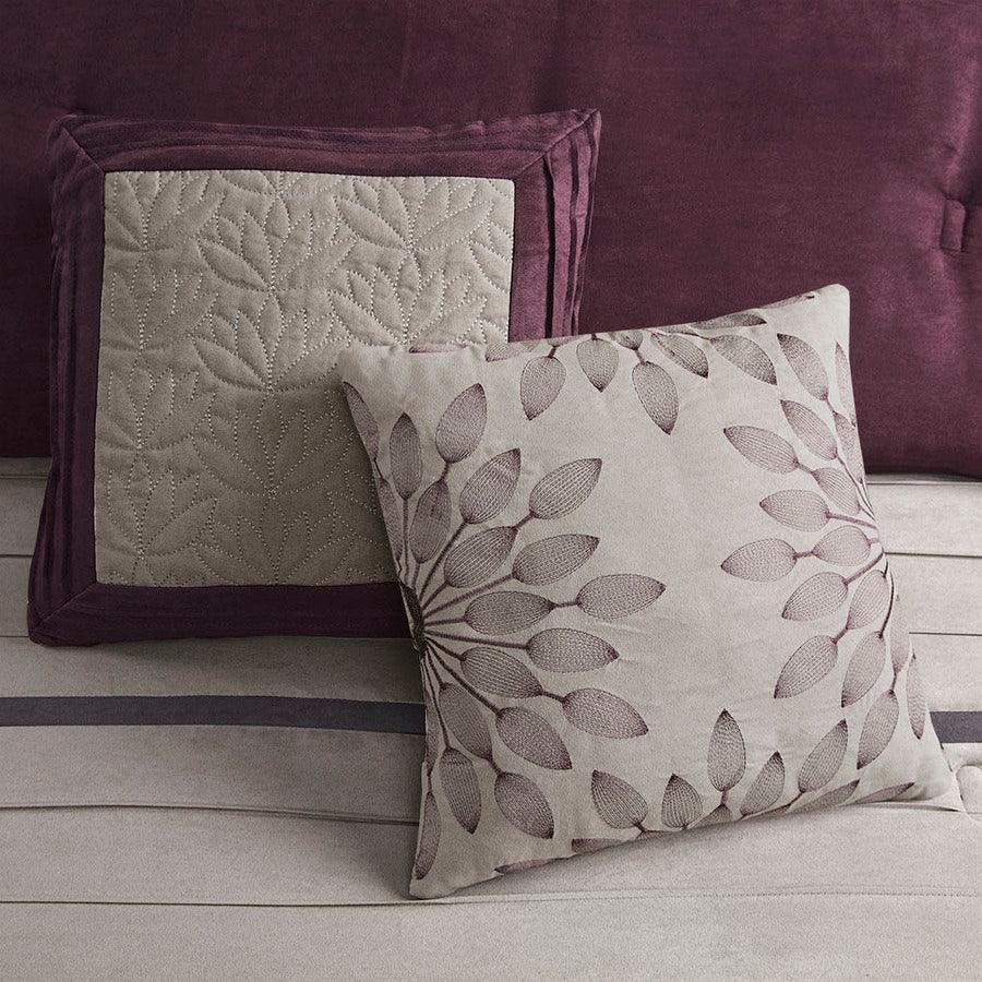 Olliix.com Comforters & Blankets - Madison Park 100% Polyester Faux Suede Pieced and Pintuck 7pcs Comforter Set Purple