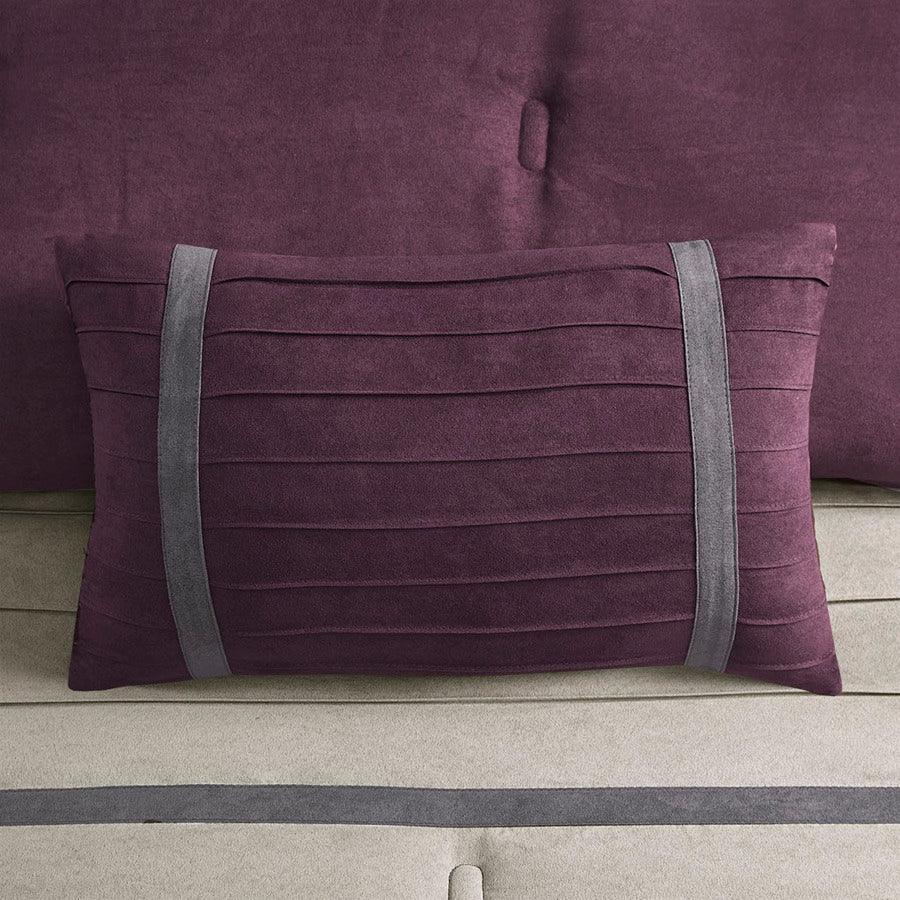 Olliix.com Comforters & Blankets - Madison Park 100% Polyester Faux Suede Pieced and Pintuck 7pcs Comforter Set Purple