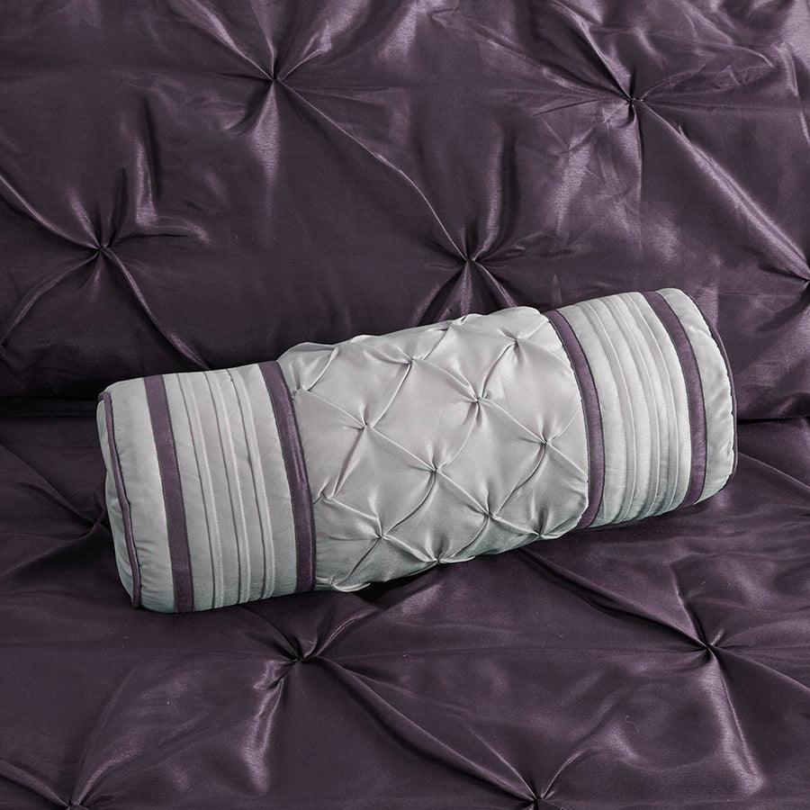 Olliix.com Comforters & Blankets - Madison Park 100% Polyester Polyoni Pieced 7pcs Set w/ Pleats Plum