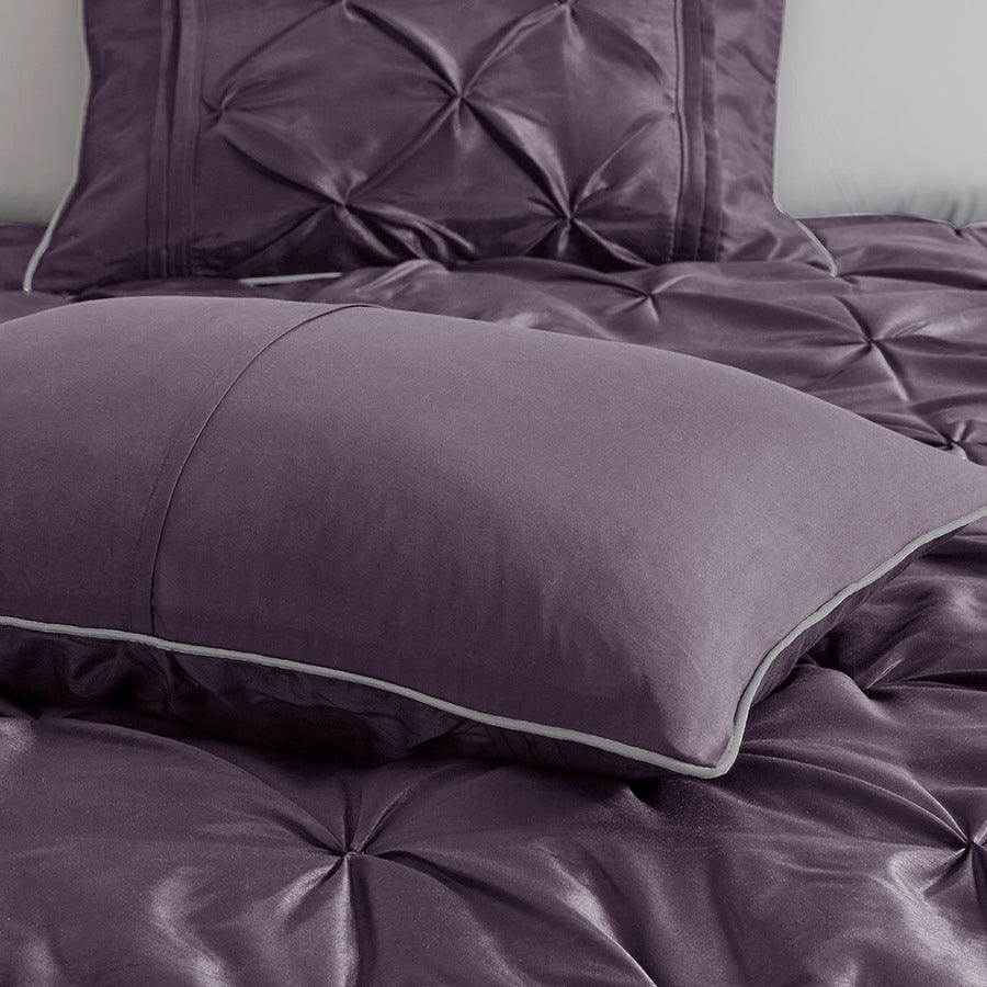Olliix.com Comforters & Blankets - Madison Park 100% Polyester Polyoni Pieced 7pcs Set w/ Pleats Plum