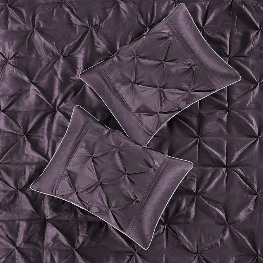 Olliix.com Comforters & Blankets - Madison Park 100% Polyester Polyoni Pieced 7pcs Set w/ Pleats Plum