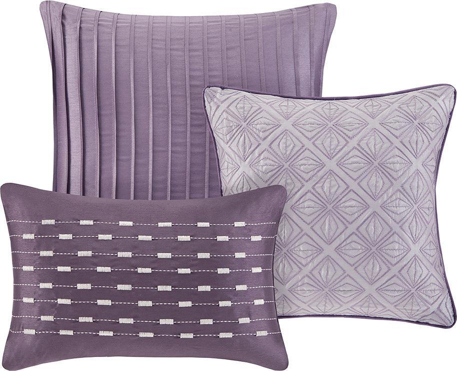 Olliix.com Comforters & Blankets - Madison Park Polyester Jacquard 7pcs Comforter Set Purple