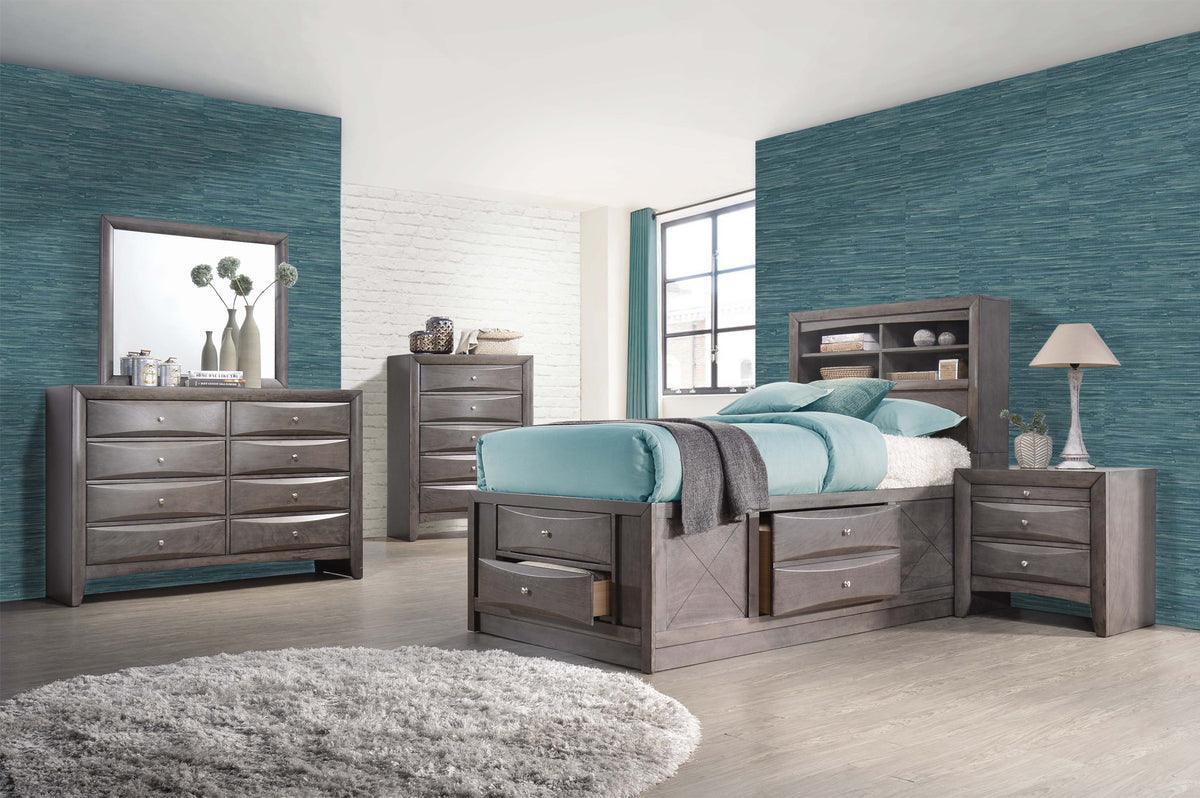 Elements Bedroom Sets - Madison Twin Storage 3PC Bedroom Set Gray