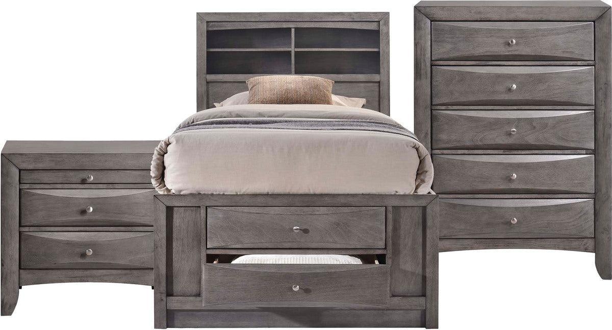 Elements Bedroom Sets - Madison Twin Storage 3PC Bedroom Set Gray