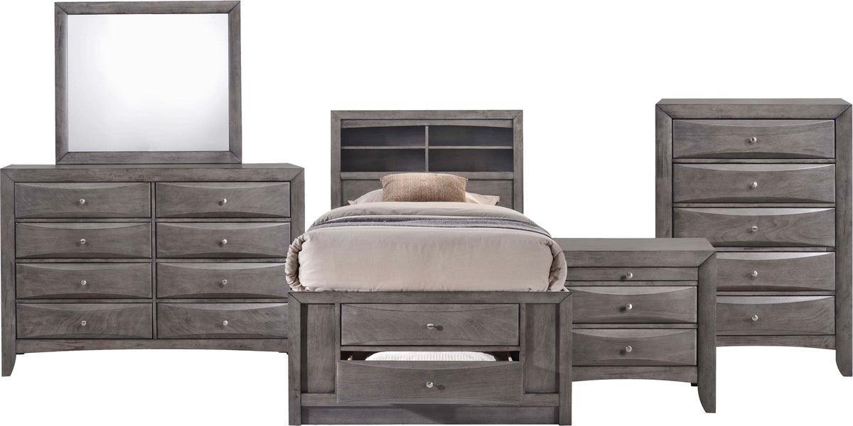 Elements Bedroom Sets - Madison Twin Storage 5PC Bedroom Set Gray