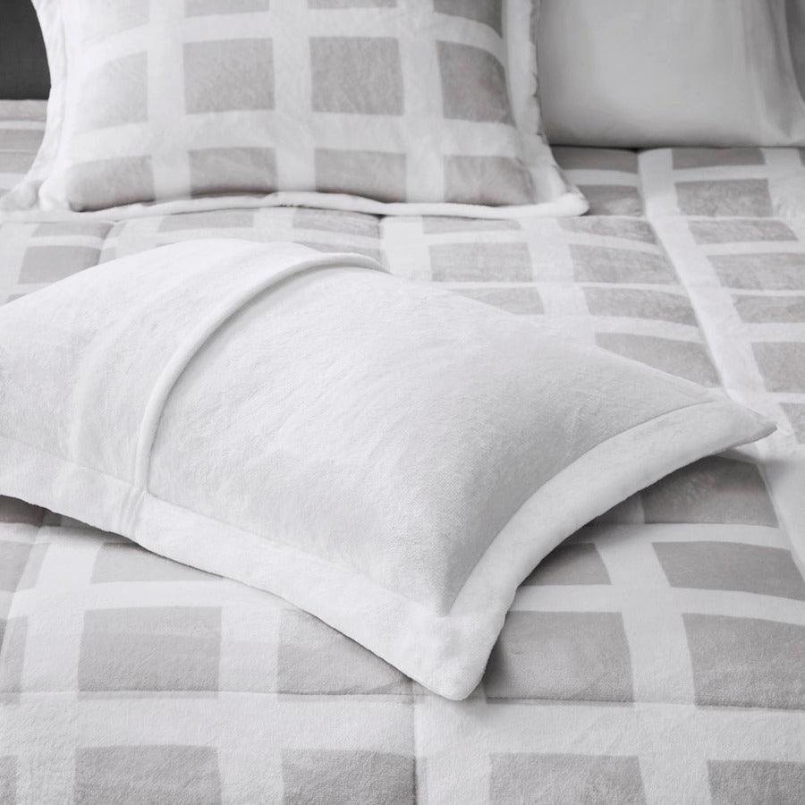 Olliix.com Comforters & Blankets - Mae Casual| Plush Comforter Set Gray Twin