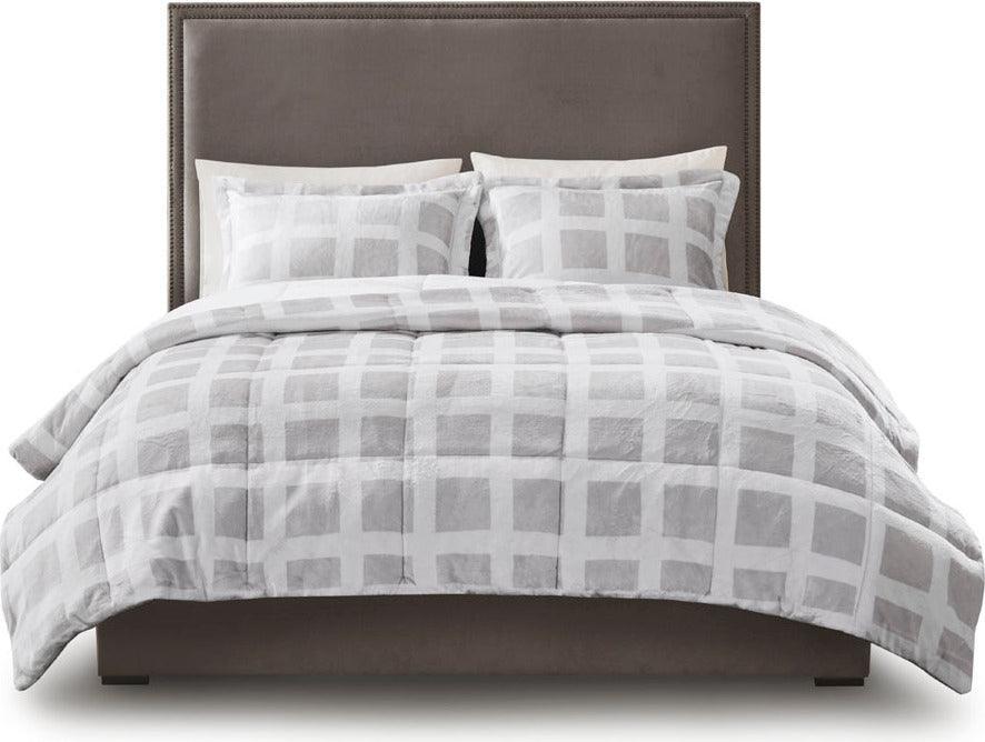 Olliix.com Comforters & Blankets - Mae Casual| Plush Comforter Set Gray Twin