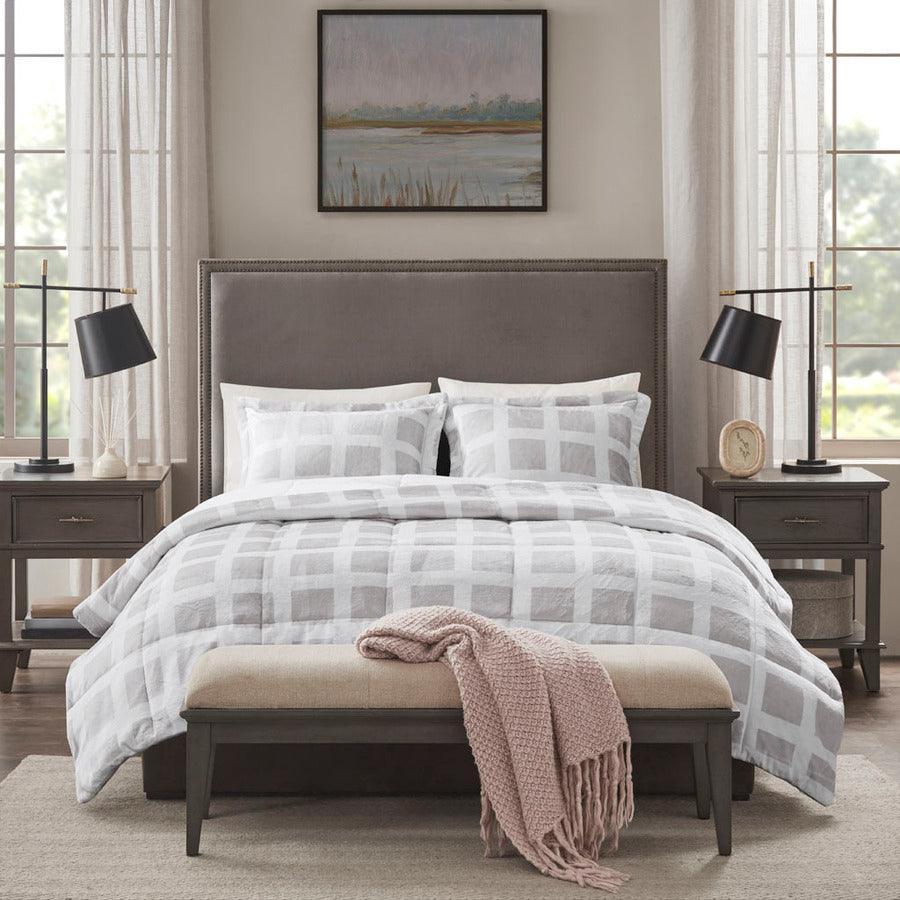 Olliix.com Comforters & Blankets - Mae Glam Plush Comforter Set Gray King