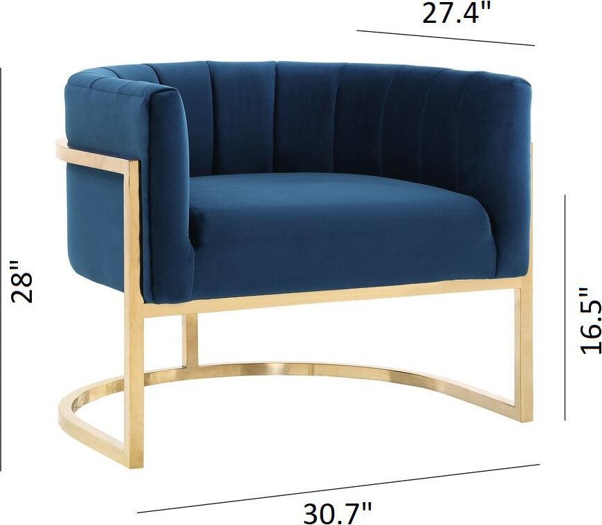 Tov Furniture Accent Chairs - Magnolia Chair Navy & Gold