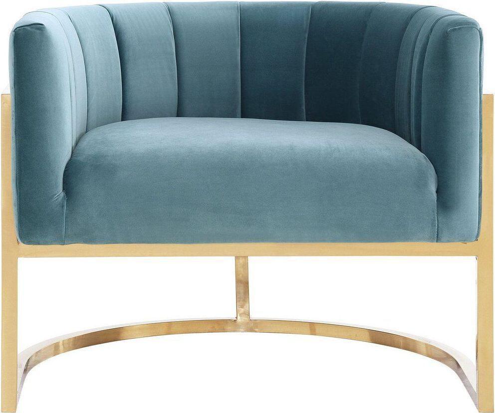 Tov Furniture Accent Chairs - Magnolia Chair Sea Blue & Gold