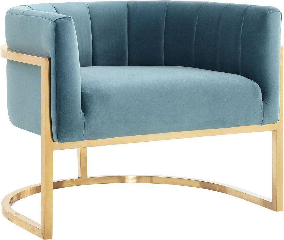 Tov Furniture Accent Chairs - Magnolia Chair Sea Blue & Gold