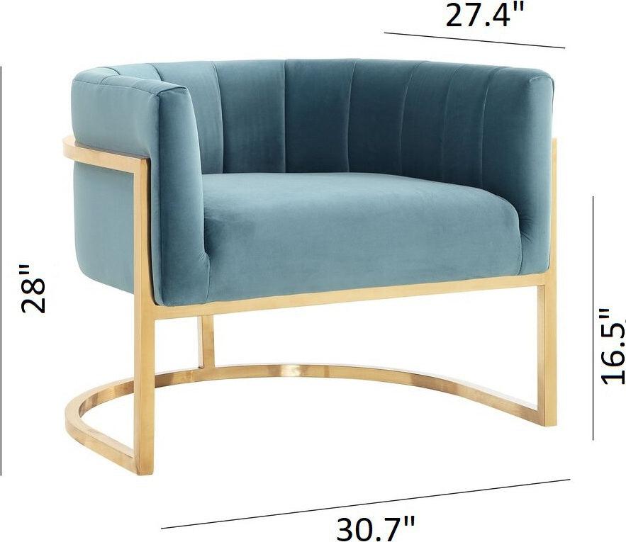 Tov Furniture Accent Chairs - Magnolia Chair Sea Blue & Gold