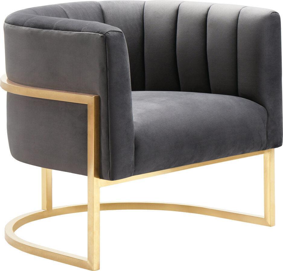 Tov Furniture Accent Chairs - Magnolia Grey Velvet Chair