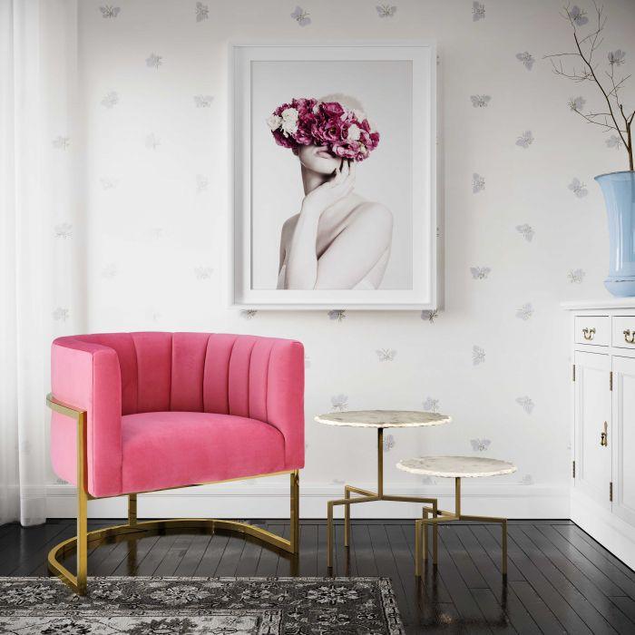 Tov Furniture Accent Chairs - Magnolia Rose Pink Velvet Chair