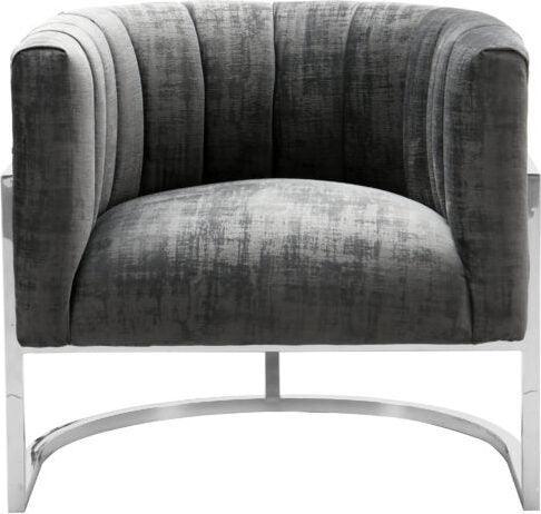 Tov Furniture Accent Chairs - Magnolia Slub Grey Chair With Silver Base