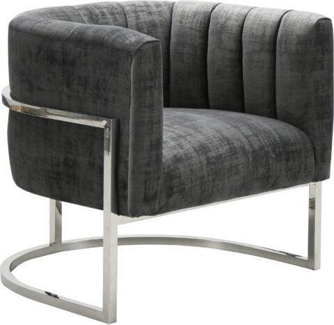 Tov Furniture Accent Chairs - Magnolia Slub Grey Chair With Silver Base