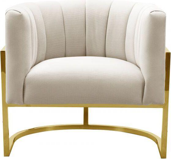 Tov Furniture Accent Chairs - Magnolia Spotted Cream Chair with Gold
