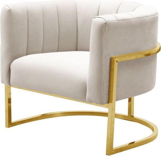 Tov Furniture Accent Chairs - Magnolia Spotted Cream Chair with Gold