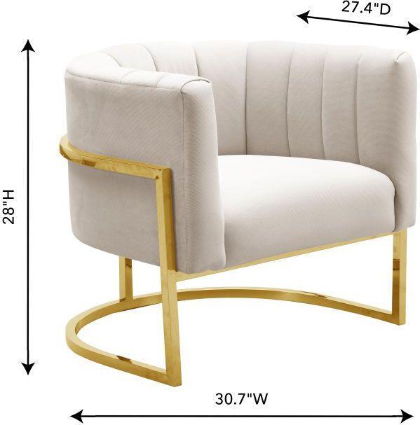 Tov Furniture Accent Chairs - Magnolia Spotted Cream Chair with Gold
