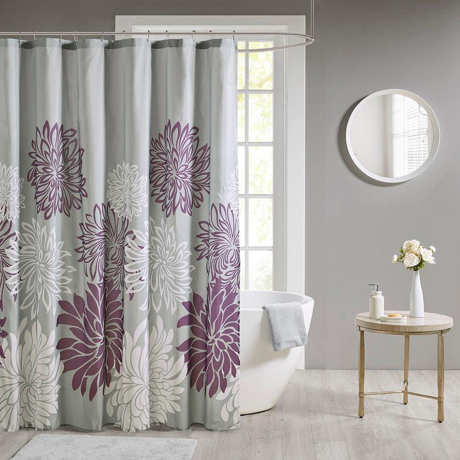 Olliix.com Shower Curtains - Maible Printed Floral Shower Curtain Purple