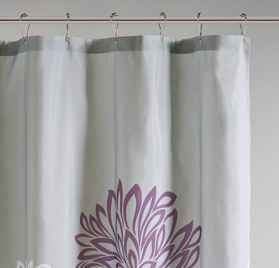 Olliix.com Shower Curtains - Maible Printed Floral Shower Curtain Purple