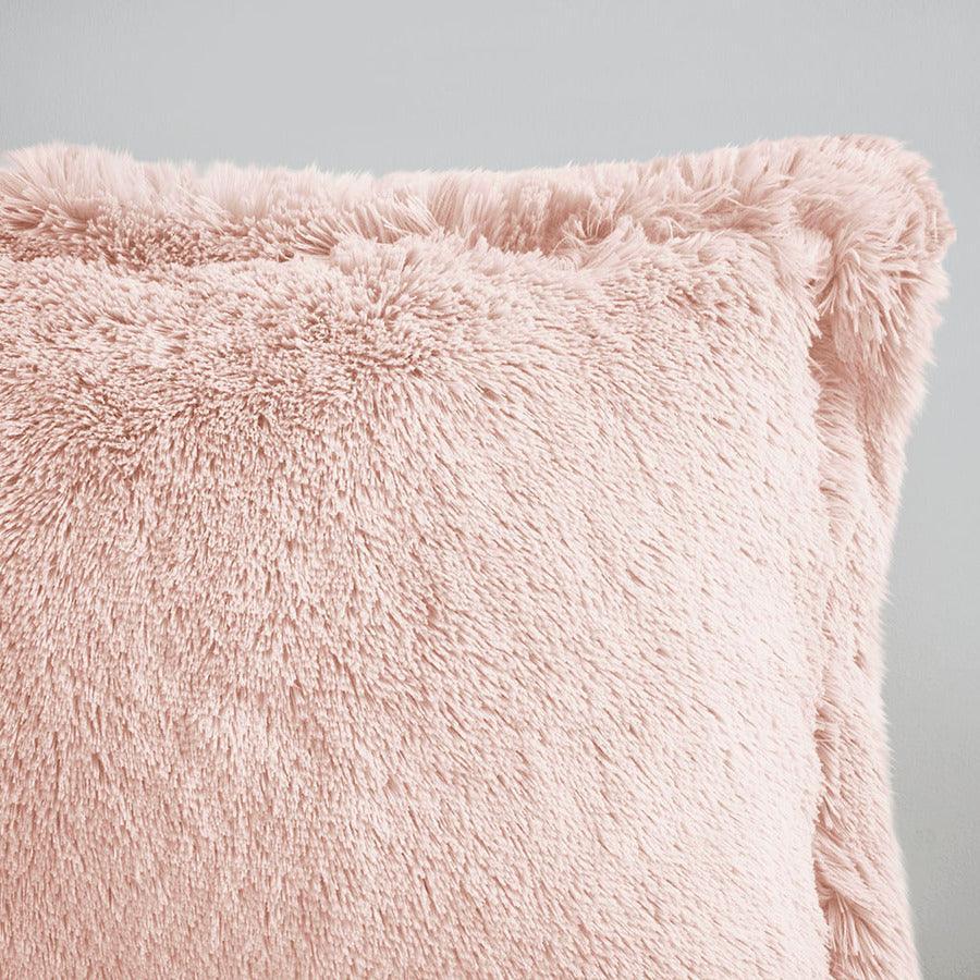 Olliix.com Duvet & Duvet Sets - Malea Casual Shaggy Fur Duvet Cover Set Full/Queen Blush