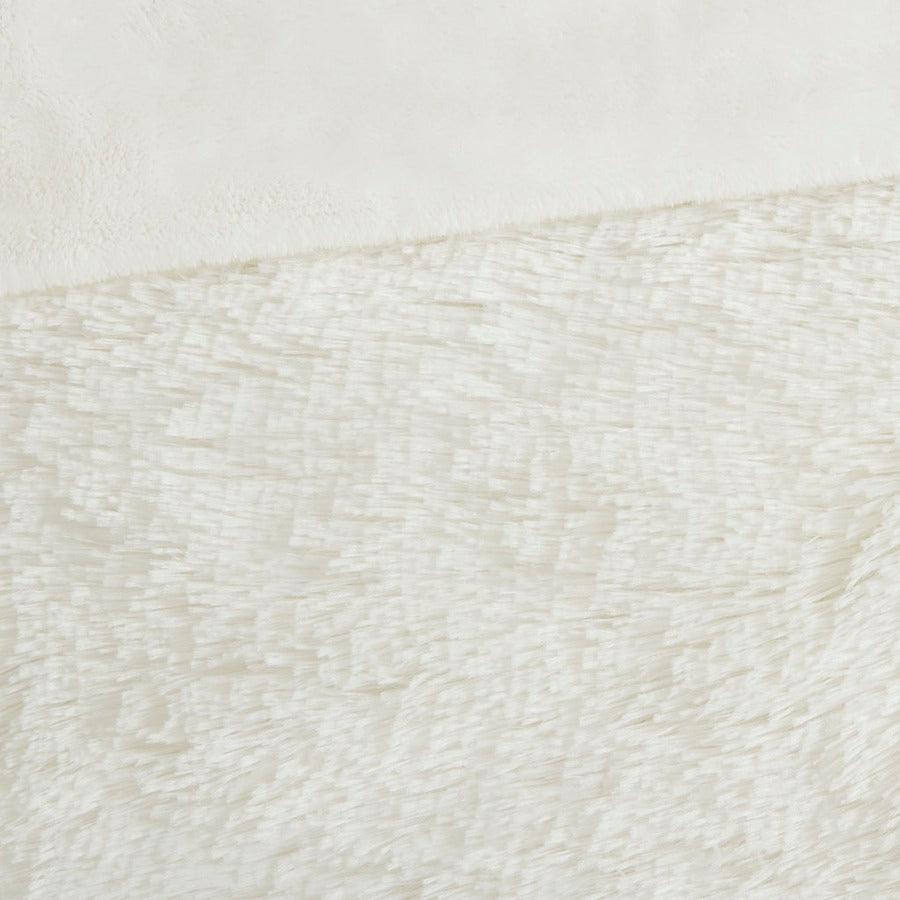 Olliix.com Duvet & Duvet Sets - Malea Casual Shaggy Fur Duvet Cover Set King Ivory
