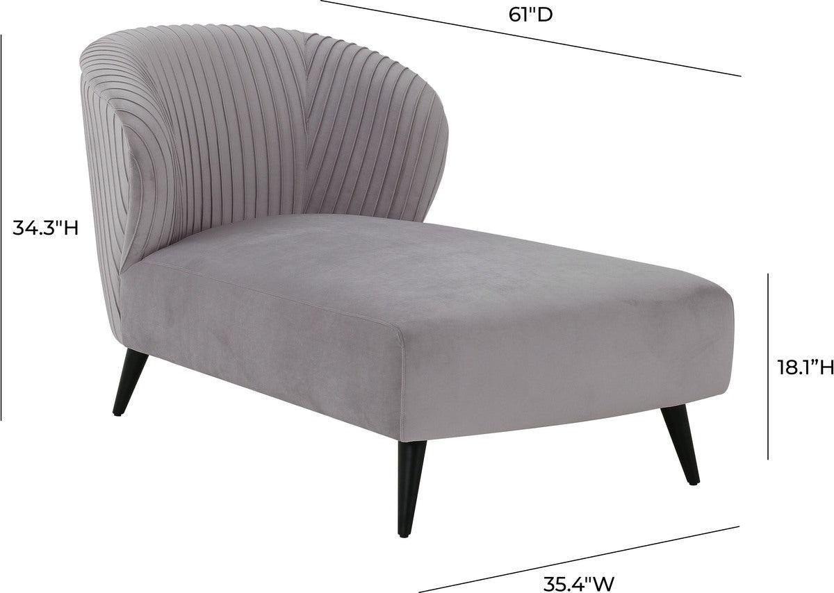 Tov Furniture Sleepers & Futons - Maliah Pleated Grey Velvet Settee Gray