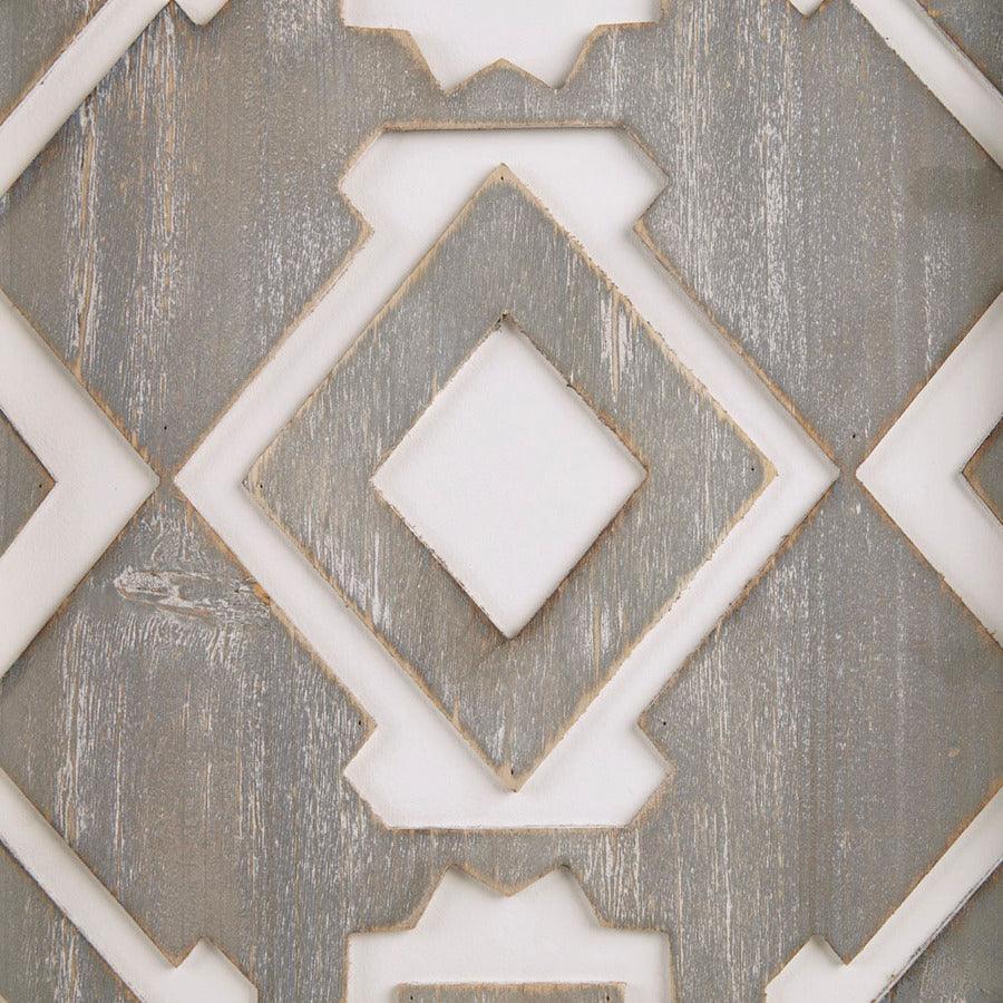 Olliix.com Wall Art - Mandal Panel Printed Wood Wall Decor 3 Piece Set Grey