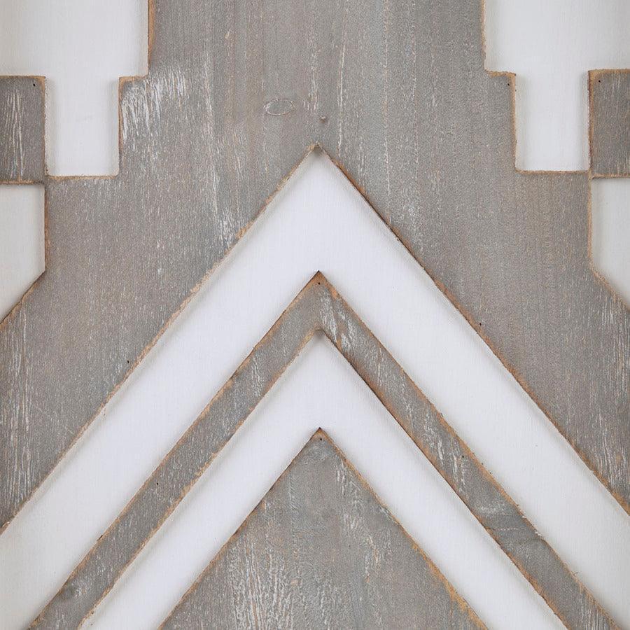 Olliix.com Wall Art - Mandal Panel Printed Wood Wall Decor 3 Piece Set Grey