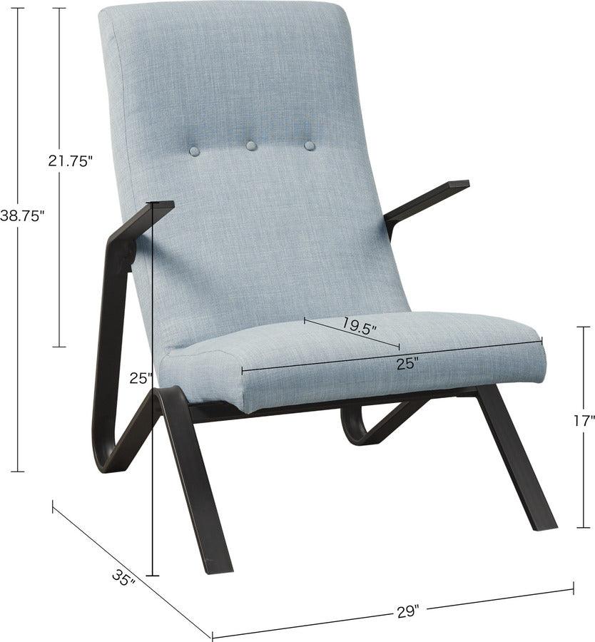 Olliix.com Accent Chairs - Manhattan Metal Frame Arm Chair Light Blue