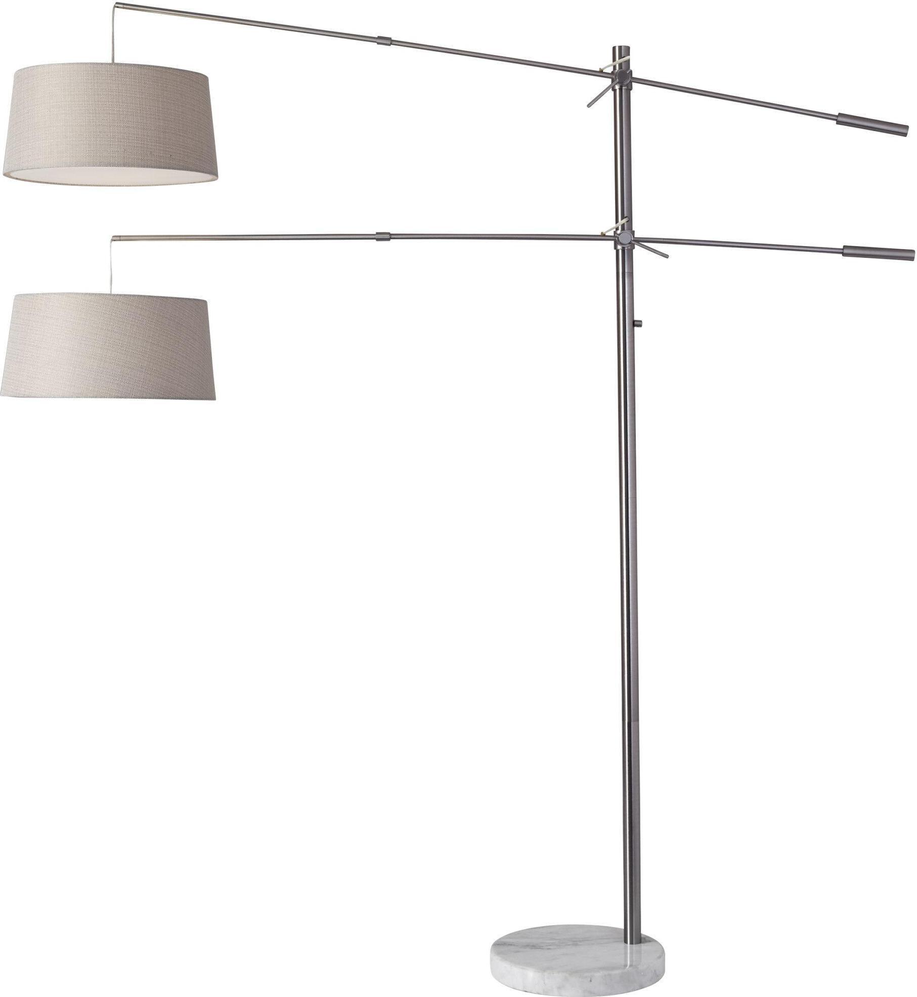 Adesso Floor Lamps - Manhattan Two-Arm Arc Lamp Brushed Steel