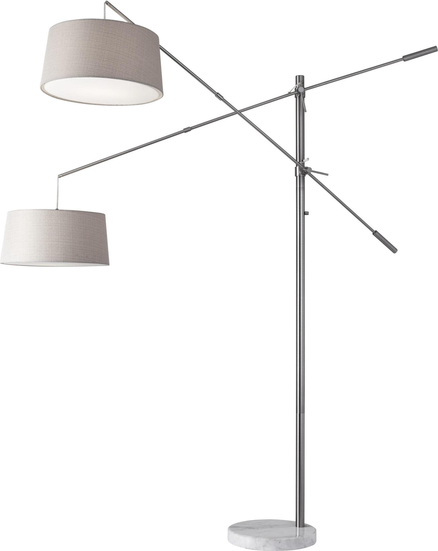 Adesso Floor Lamps - Manhattan Two-Arm Arc Lamp Brushed Steel