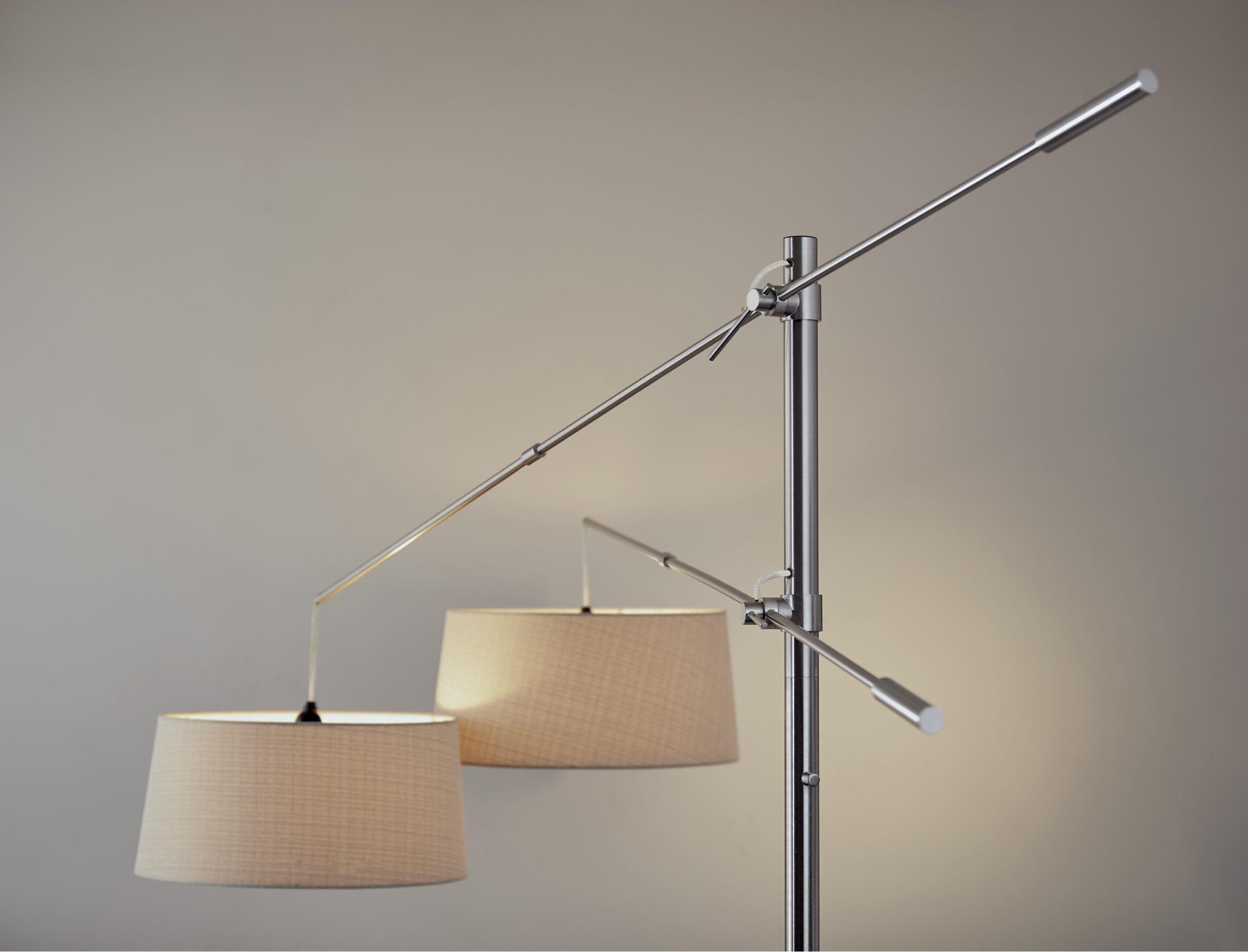 Adesso Floor Lamps - Manhattan Two-Arm Arc Lamp Brushed Steel