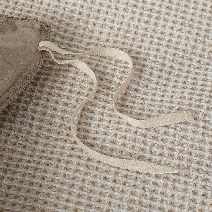 Olliix.com Comforters & Blankets - Mara 4 Pc Cotton And Rayon From Bamboo Blend Waffle Weave Comforter Cover Set Taupe King