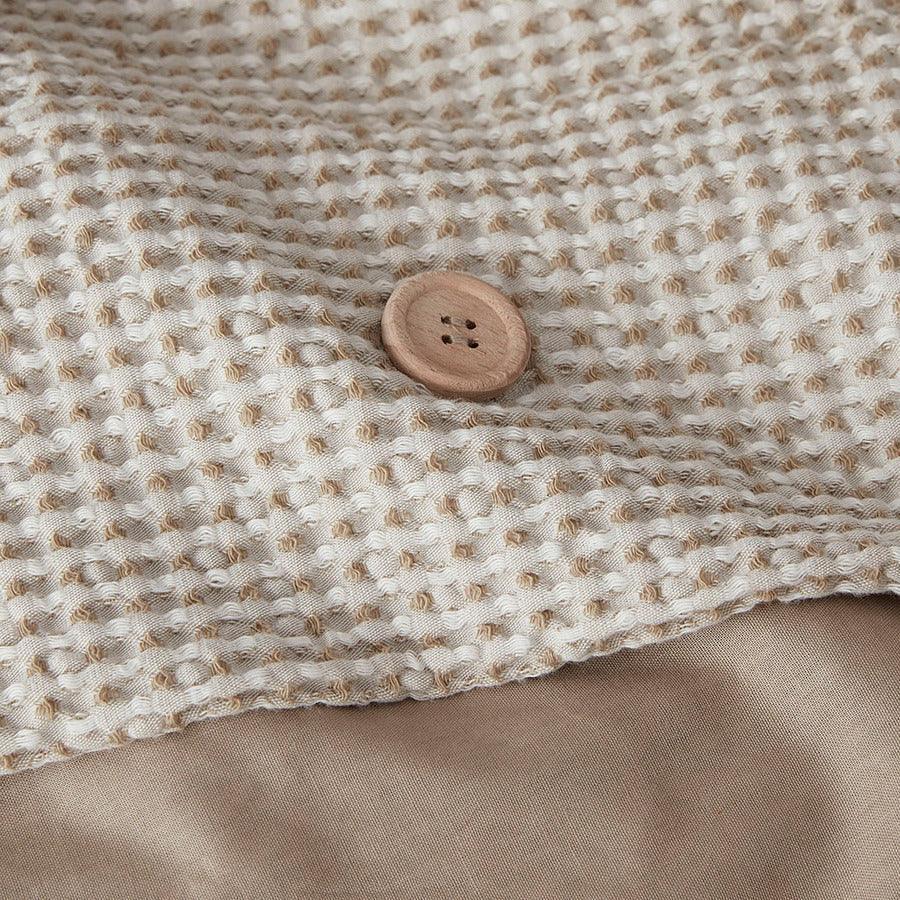 Olliix.com Comforters & Blankets - Mara 4 Pc Cotton And Rayon From Bamboo Blend Waffle Weave Comforter Cover Set Taupe King