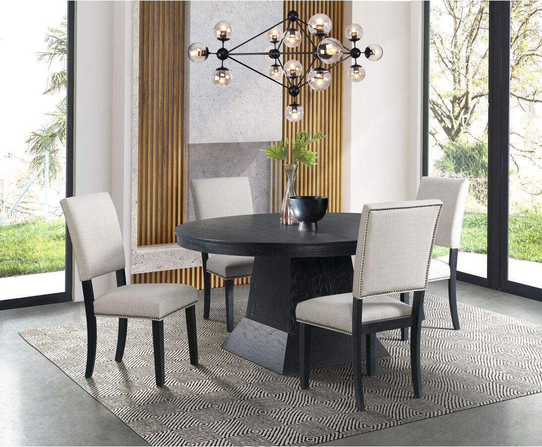 Elements Dining Sets - Mara Oval Dining Table Set-Table and Four Side Chairs Taupe & Dark Oak