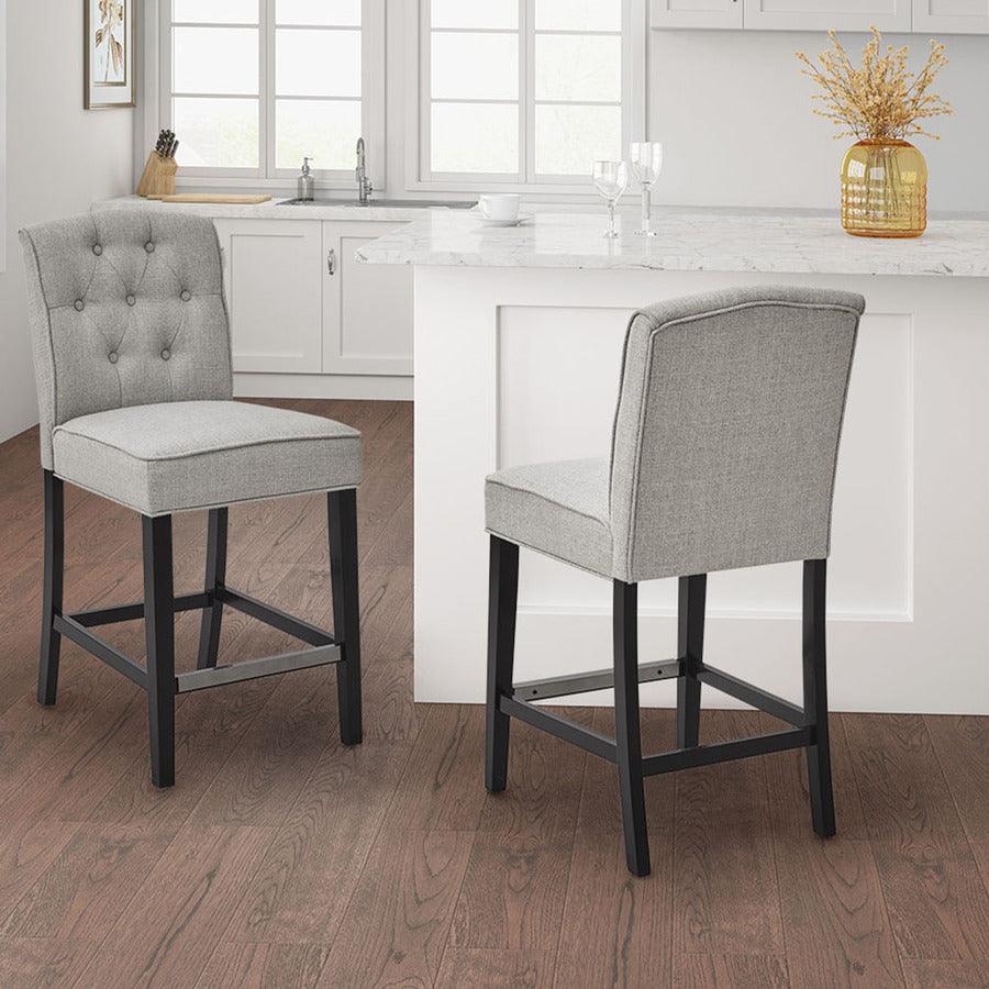 Olliix.com Barstools - Marian Tufted Counter Stool Light Grey