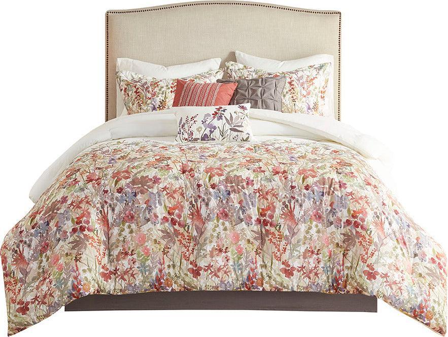 Olliix.com Comforters & Blankets - Mariana Queen 7 Piece Cotton Printed Comforter Set Multicolor