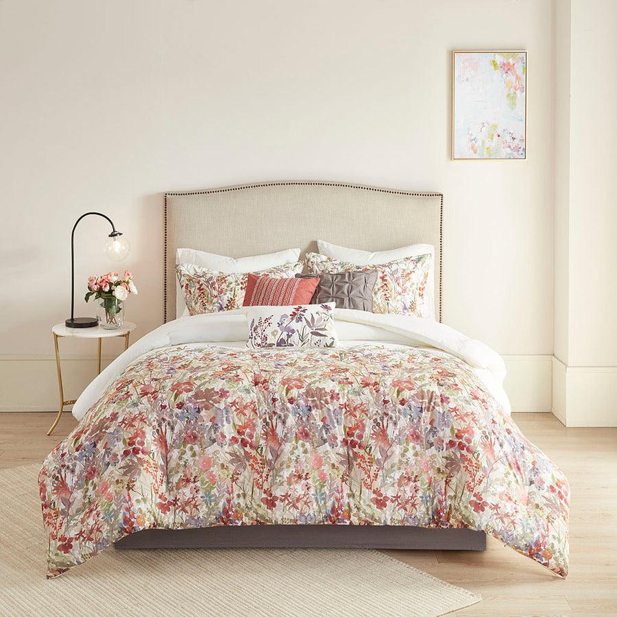 Olliix.com Comforters & Blankets - Mariana Queen 7 Piece Cotton Printed Comforter Set Multicolor