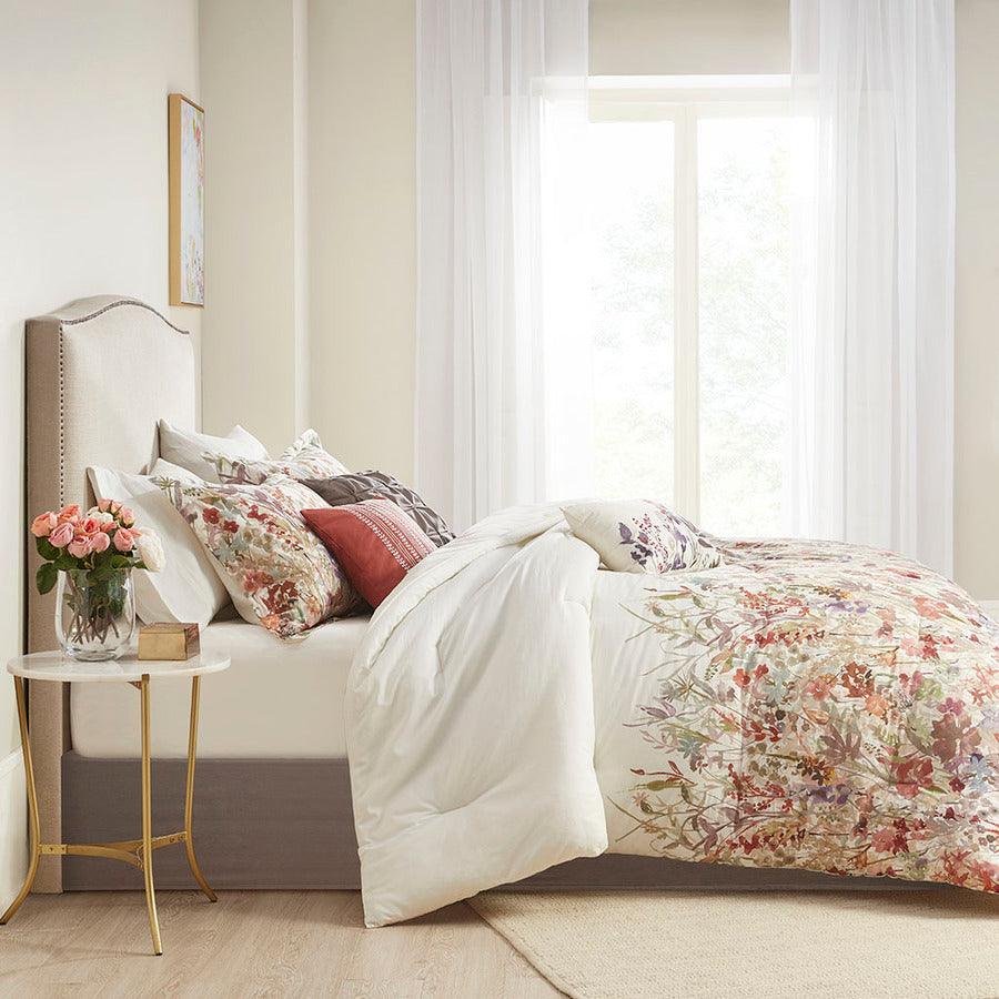 Olliix.com Comforters & Blankets - Mariana Queen 7 Piece Cotton Printed Comforter Set Multicolor