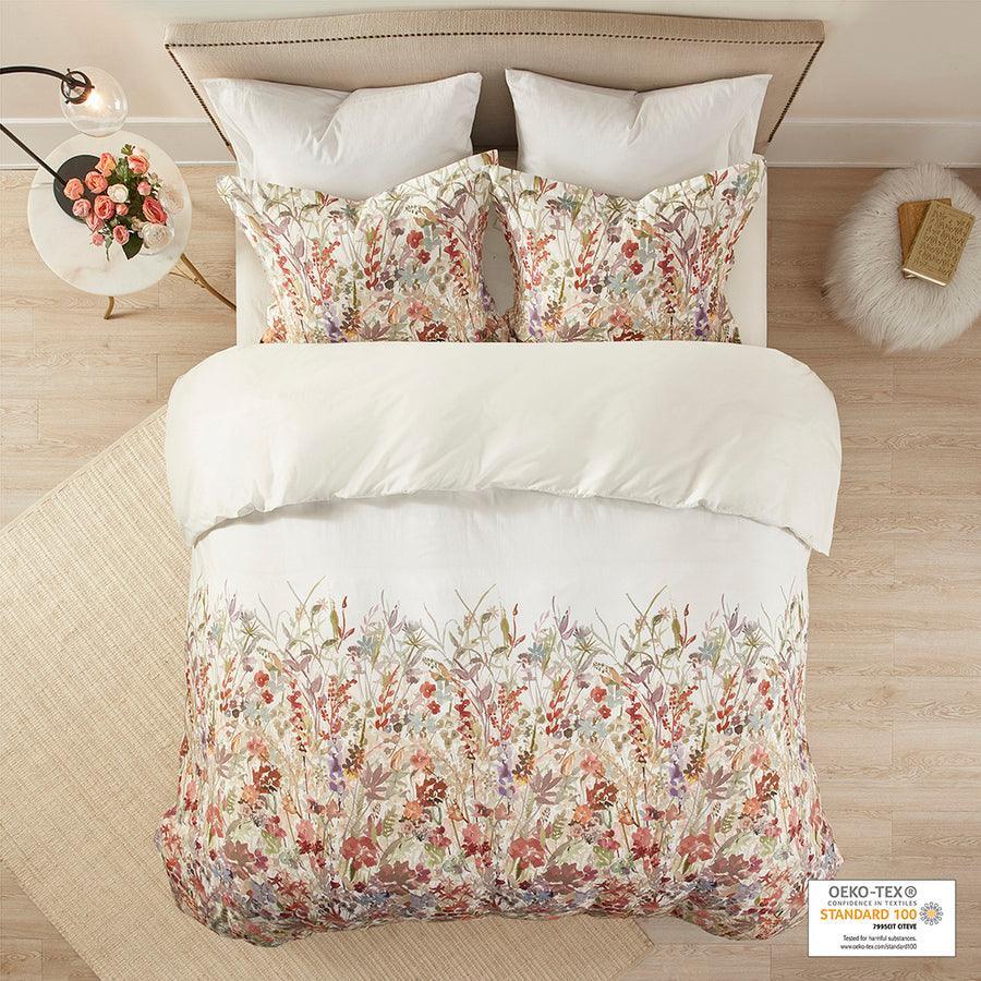 Olliix.com Duvet & Duvet Sets - Mariana Transitional 3 Piece Cotton Printed Duvet Cover Set Full/Queen Multi