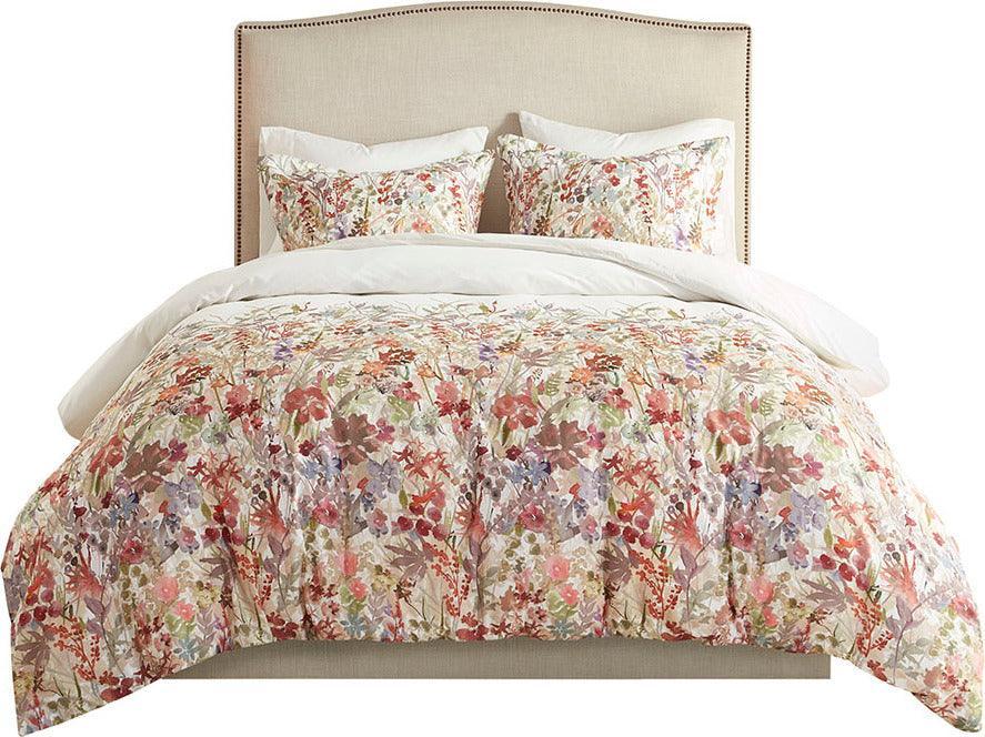 Olliix.com Duvet & Duvet Sets - Mariana Transitional 3 Piece Cotton Printed Duvet Cover Set Full/Queen Multi