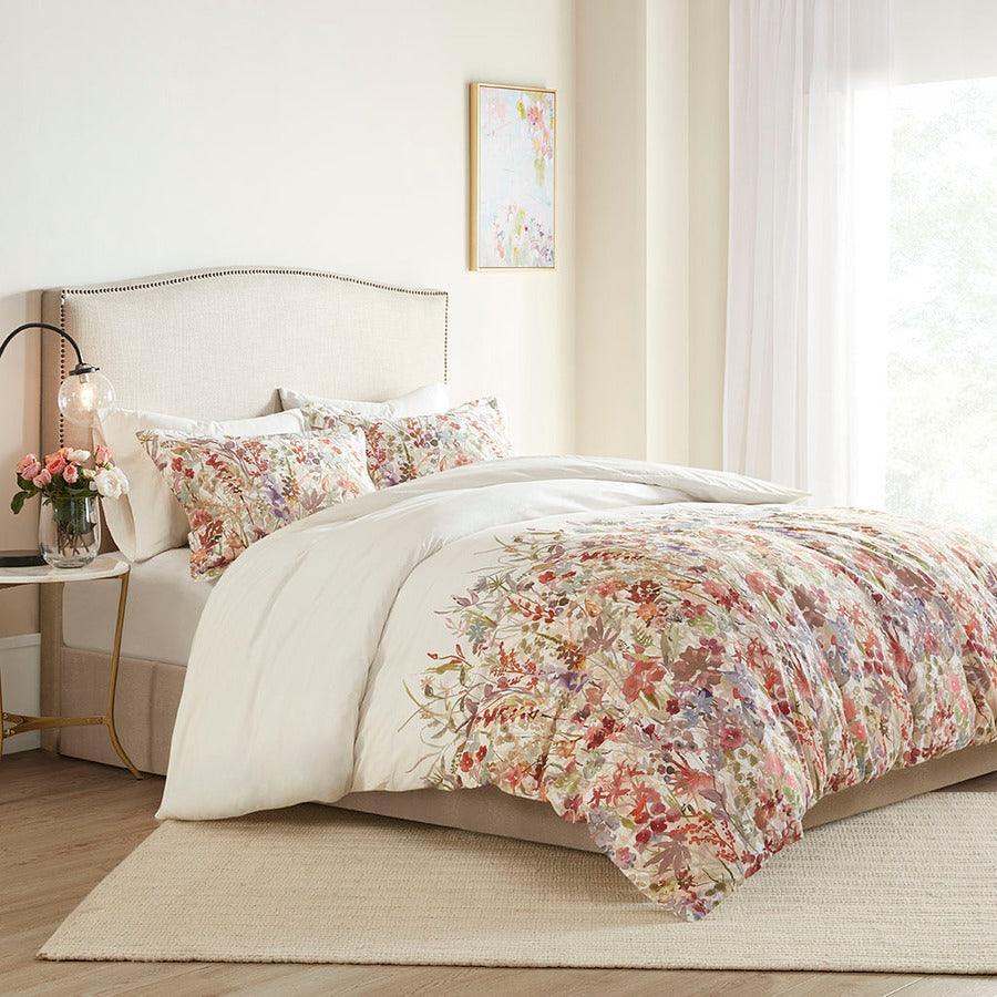 Olliix.com Duvet & Duvet Sets - Mariana Transitional 3 Piece Cotton Printed Duvet Cover Set Full/Queen Multi