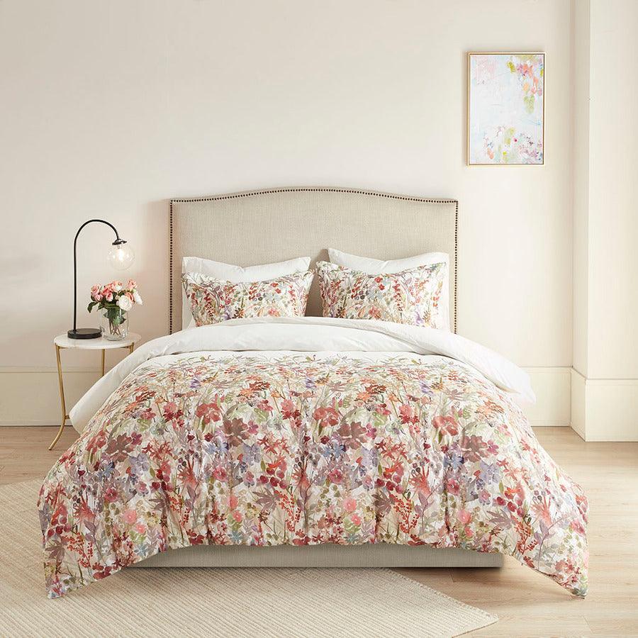 Olliix.com Duvet & Duvet Sets - Mariana Transitional 3 Piece Cotton Printed Duvet Cover Set Full/Queen Multi