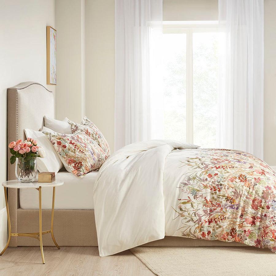 Olliix.com Duvet & Duvet Sets - Mariana Transitional 3 Piece Cotton Printed Duvet Cover Set Full/Queen Multi