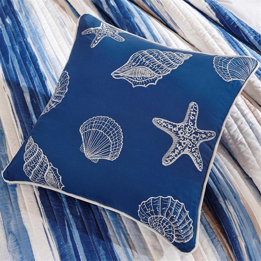 Olliix.com Comforters & Blankets - Marina King/California King 6 Piece Quilted Coverlet Set Blue